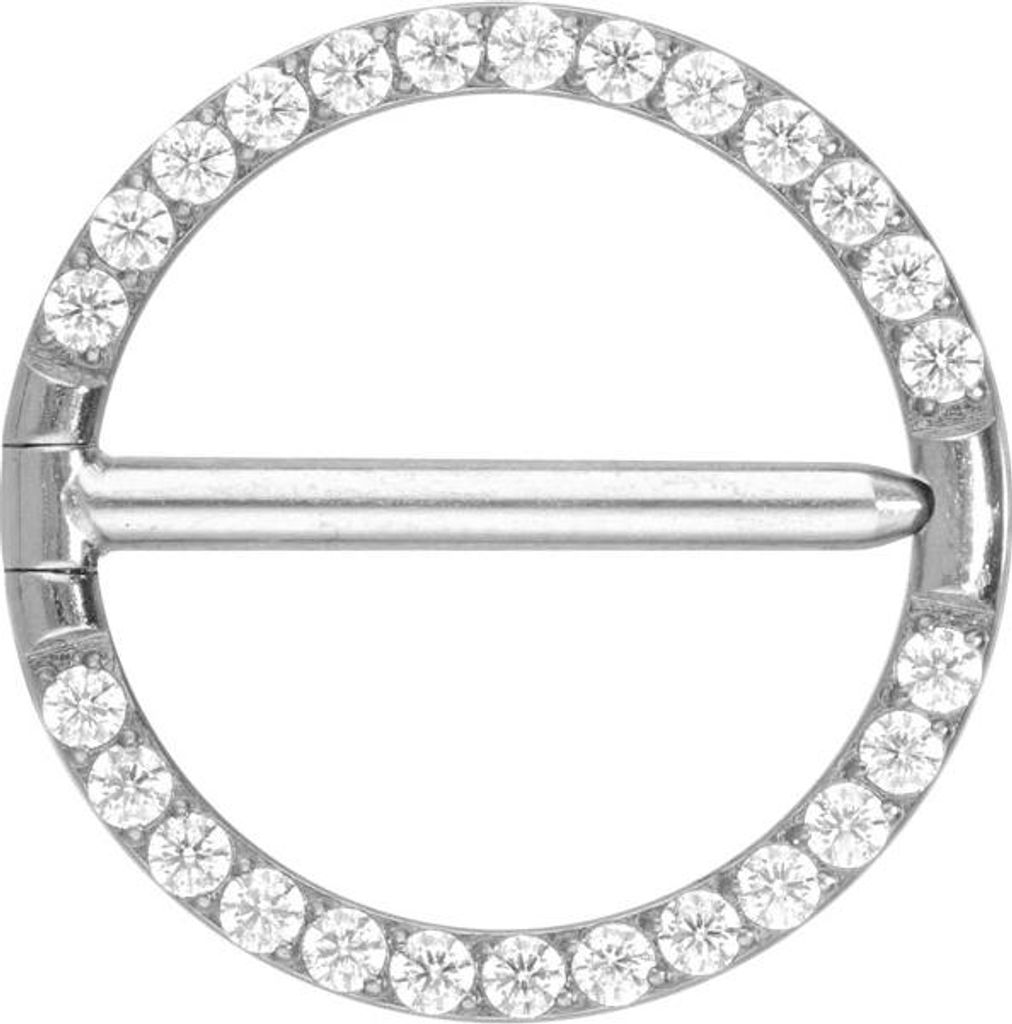 Brustwarzenpiercing, Titan Nippelpiercing Clicker RING + EINGEFASSTE KRISTALLE Silber Innendurchmesser: 12 mm