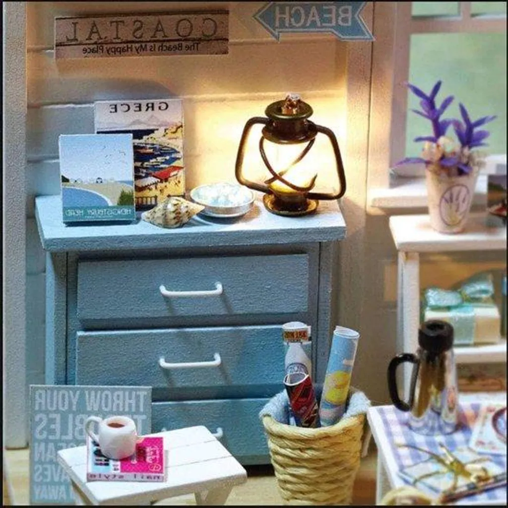 Décoration miniature en bois bleu à monter - Activité détente et loisirs