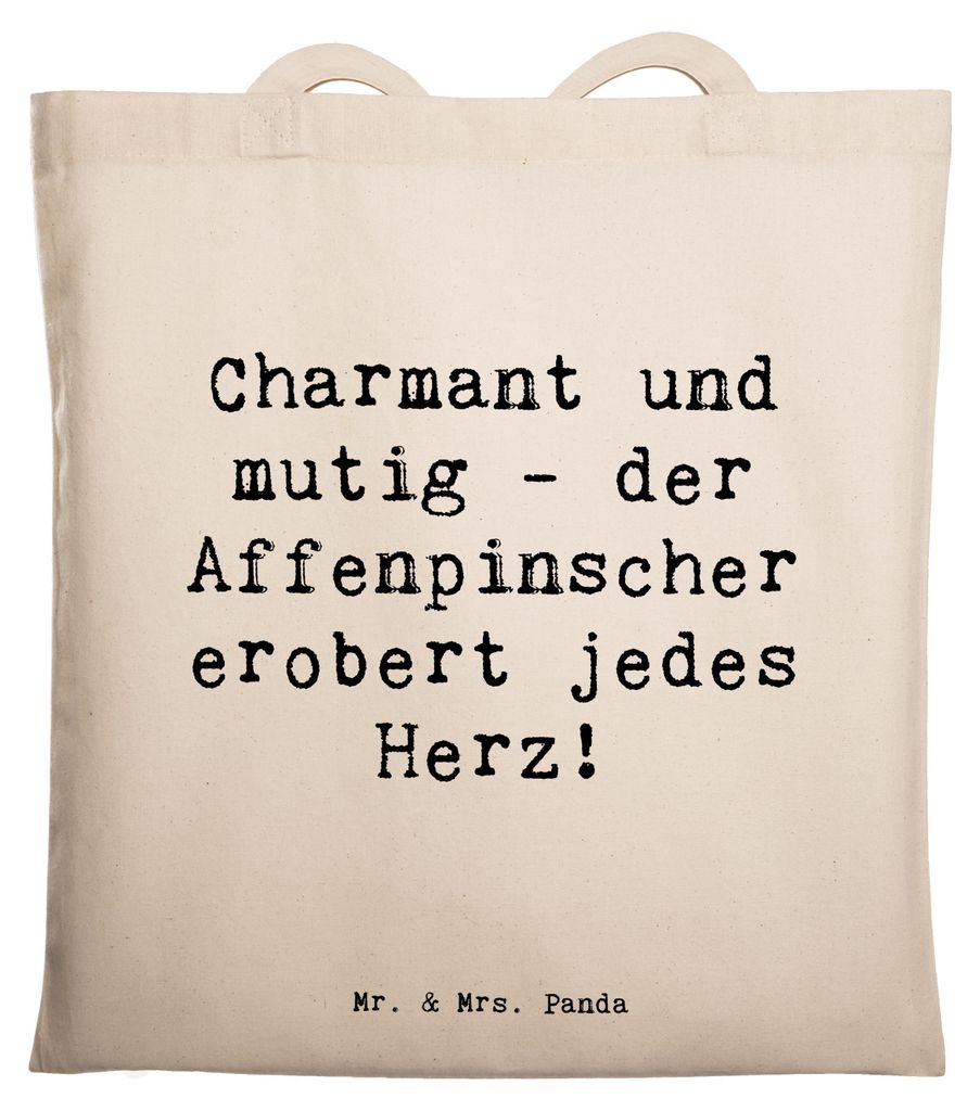 Mr. & Mrs. Panda Shopping Tasche Spruch Affenpinscher Charmeur - Transparent - Geschenk, treuer Begleiter, Jutebeutel, Hunderassen Vielfalt, kleine...