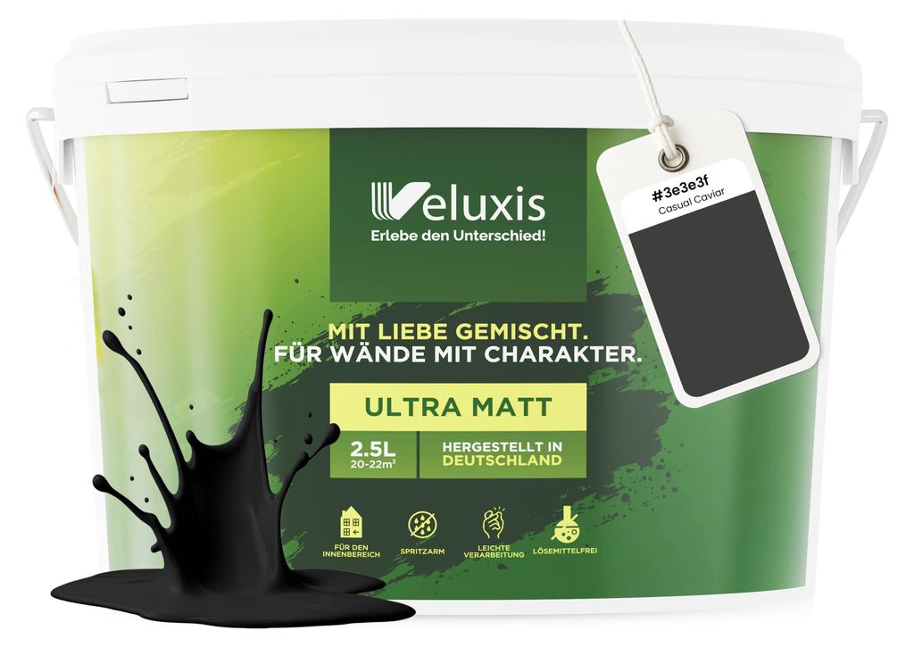 Wandfarbe Schwarz Anthrazit Grau Matt Innenfarbe – Produktbild 