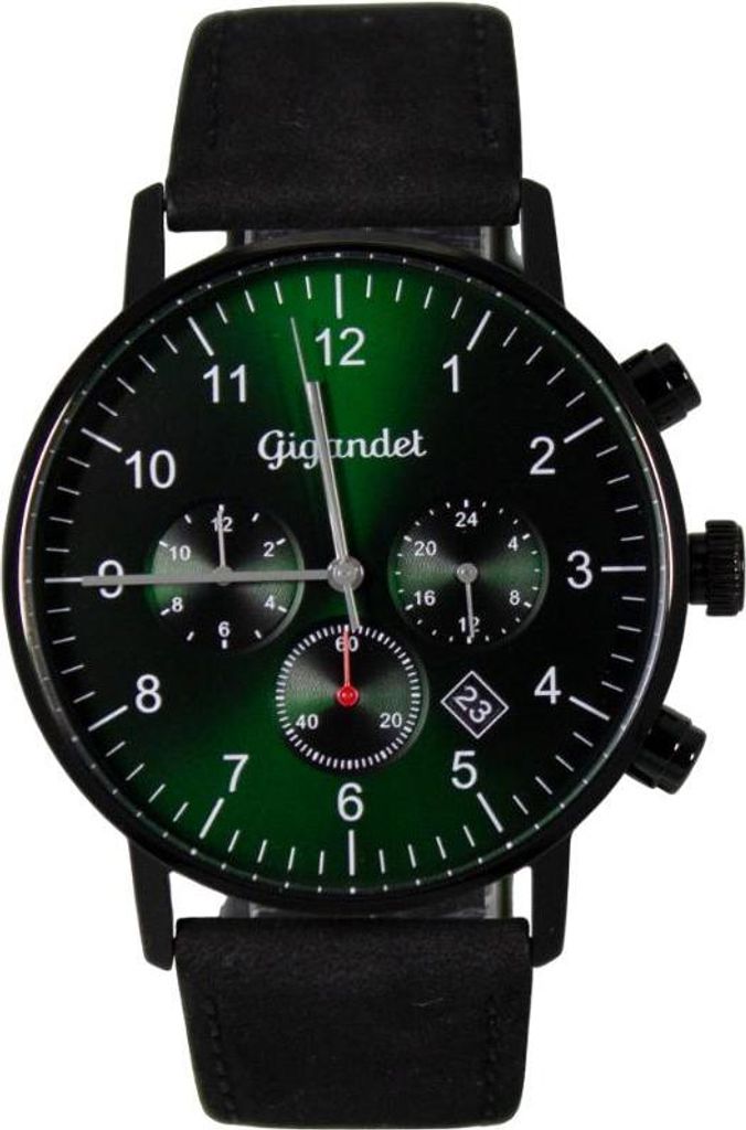 Gigandet Armbanduhr Herren Edelstahl Lederband Schwarz Grün G21-008