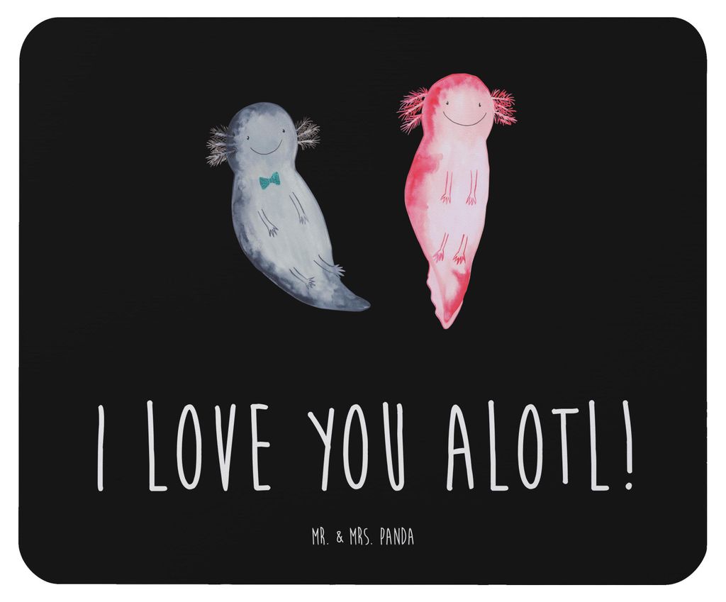 Mr. & Mrs. Panda Mauspad Axolotl Liebe - Schwarz - Geschenk, Hochzeitstag, Mouse Pad, Freund, Mitbringsel, Mousepad, pc, für Freundin, laptop, Fra...
