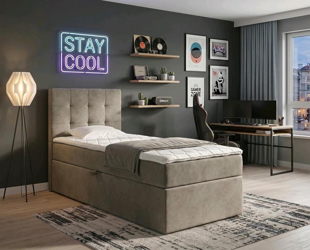 NORDELO Boxspringbett INCANTO 120x200 cm Braun Komplett-Set Produktbild 