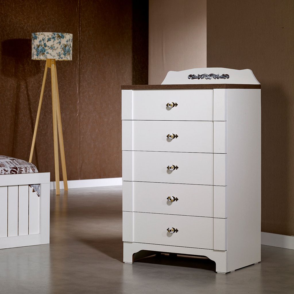 Skye Decor, Gazel, Kommode, Weiß, 100 % MELAMINBESCHICHTETE SPANPLATTEN, 65 x 46 x 102 cm