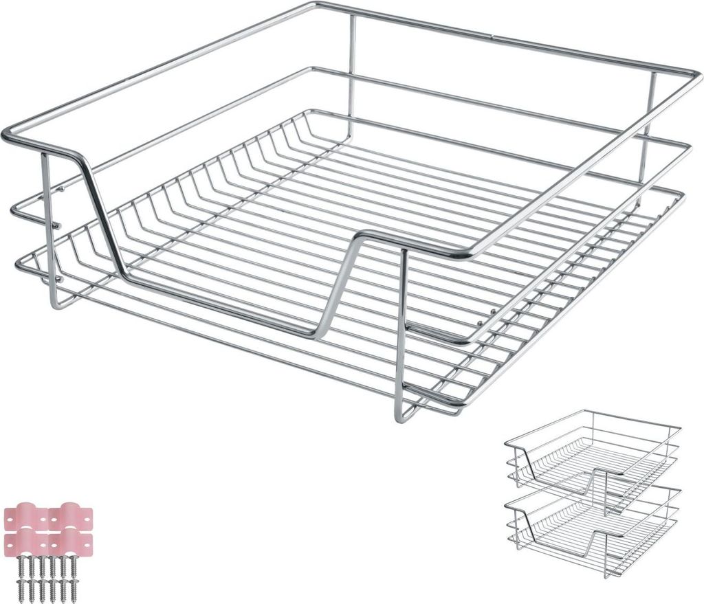 tectake® Teleskopschublade verchromt einfache Montage Produktbild 