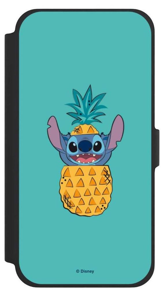 NIVOCASE Klapphülle für Apple iPhone 13 Pro Max Handyhülle aus Kunst Leder NIVOflip schwarz Ananas Disney Lilo & Stitch