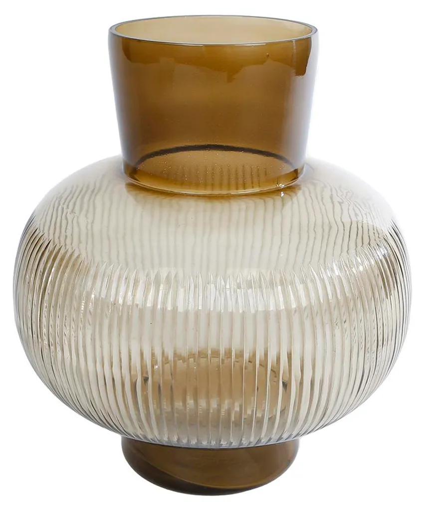 Vase moderne 18x20 cm en verre marron ambré avec reflets décoratifs