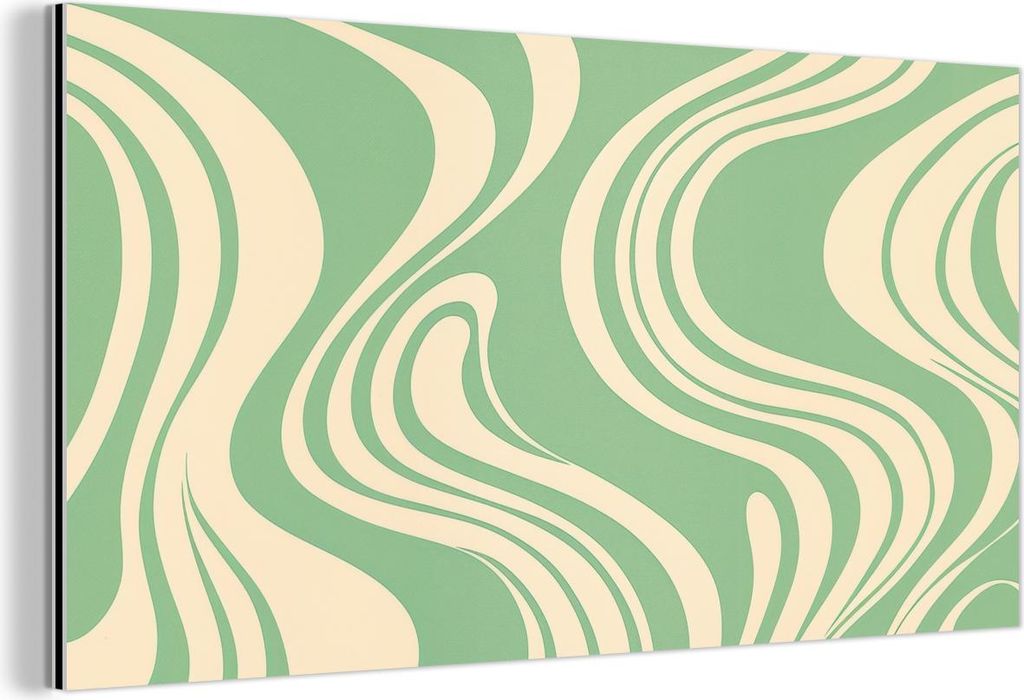 MuchoWow Wanddekoration Metall Metallbild Wandkunst 40x20 cm Wellenlinien - Mintgrün - Tanzende Formen MuchoWow Aluminium Gemälde - Bild - Aluminium