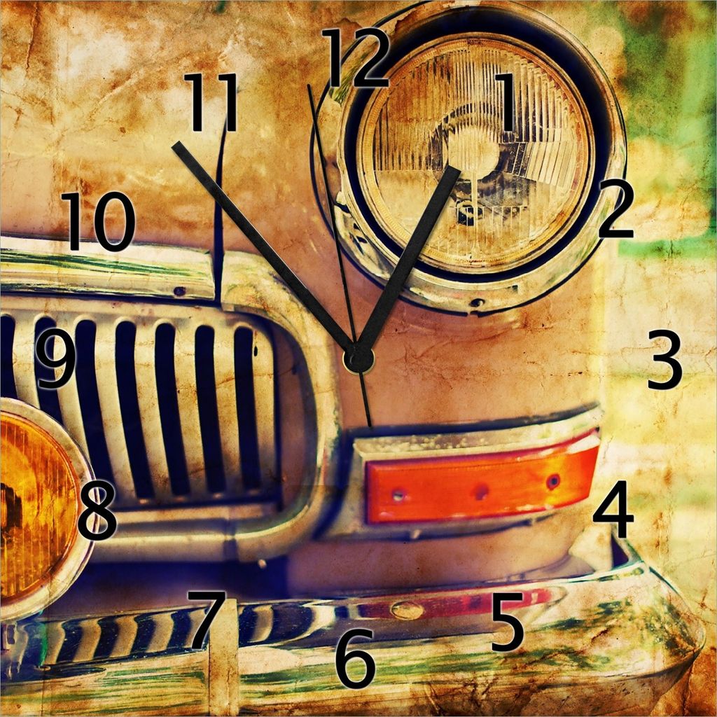 Wallario Design Wanduhr Antiker Oldtimer in Sepiafarben - Produktbild 