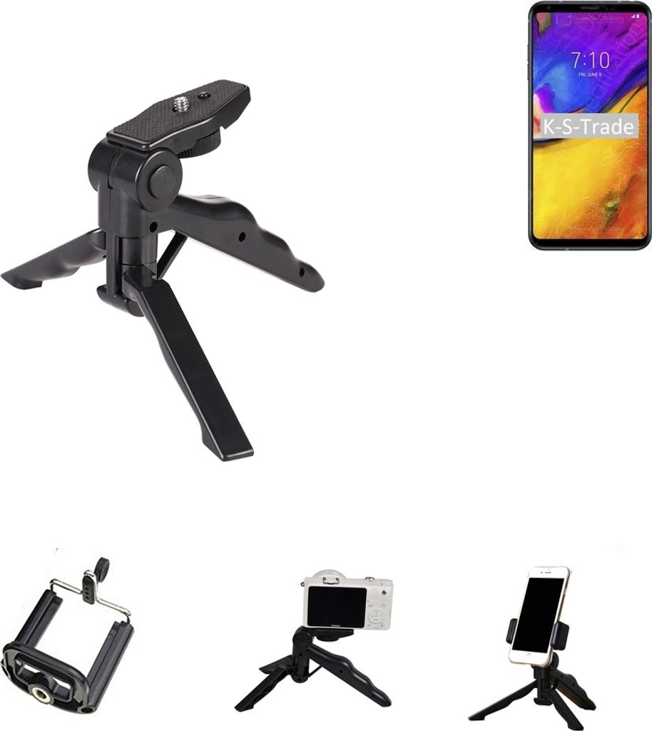 K-S-Trade Stativ Tisch-Ständer Dreibein Handy-Stativ Ständer kompatibel mit LG Electronics V35 ThinQ Mini-Stativ Smartphone Tripod Handy-Stativ aus