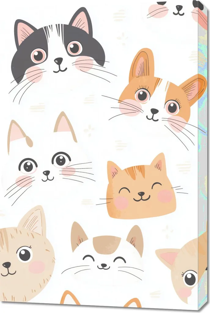 Decorazione Parete Bambini Gattini 60x90 - Quadro Moderno Su Tela