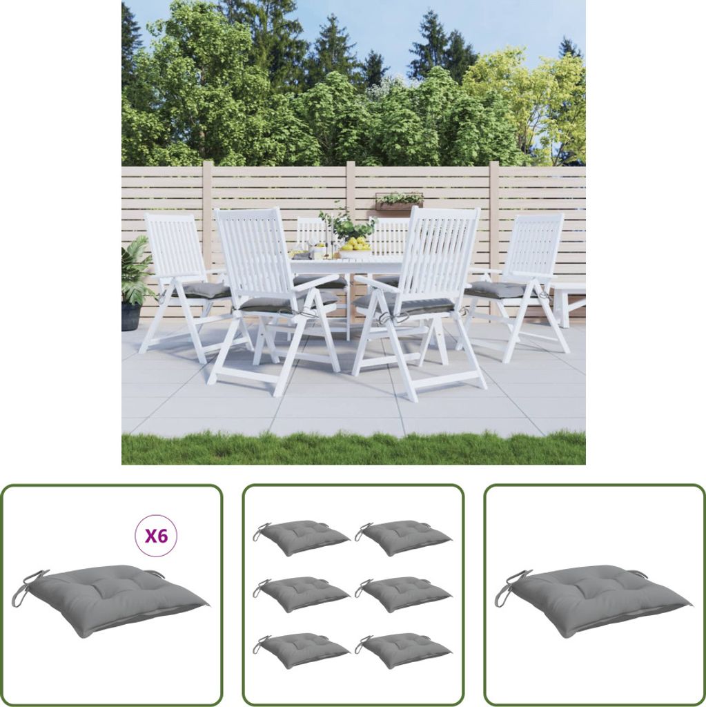 The Living Store Stuhlkissen 6 Stk. Grau 50x50x7 cm Oxford-Gewebe