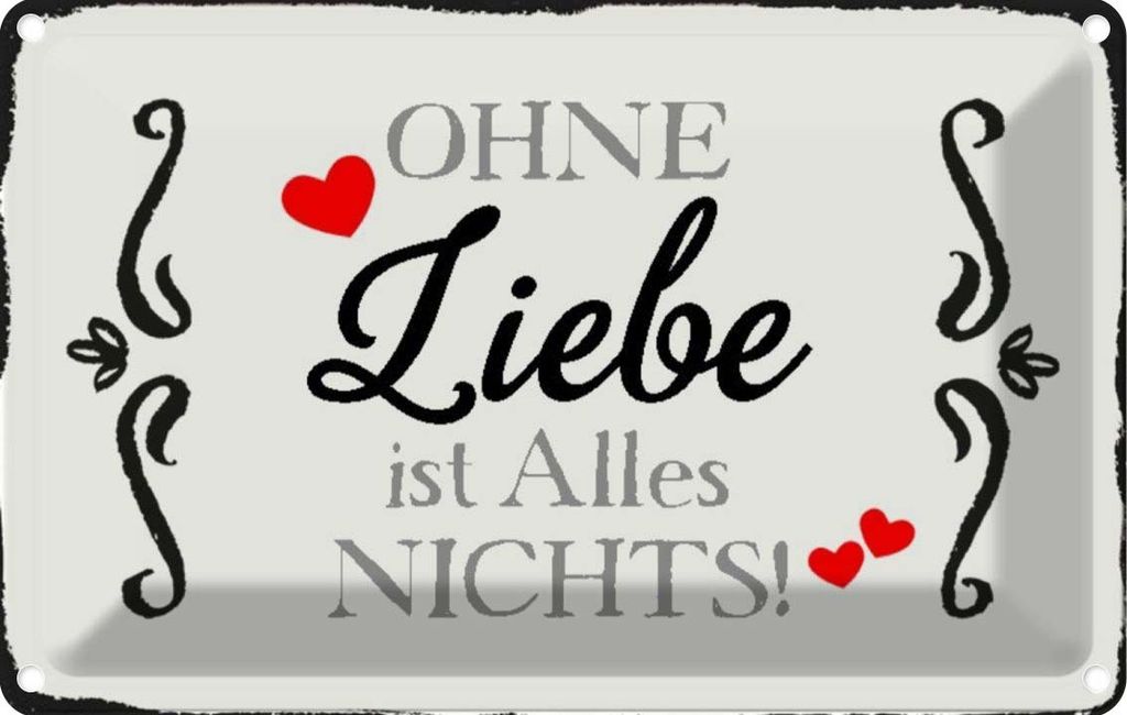 vianmo Blechschild 20x30 cm ohne Liebe ist Alles nichts Herz Spruch Zitat
