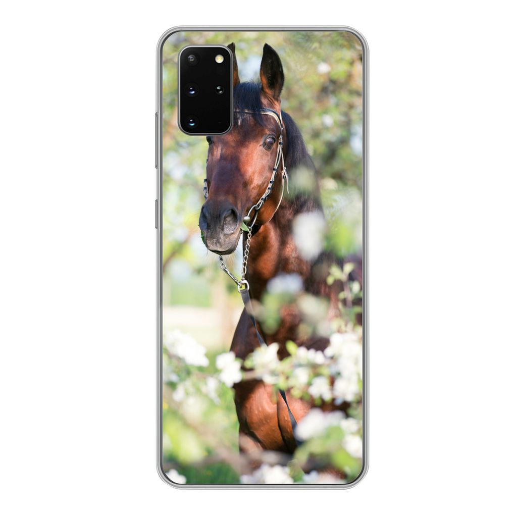 MuchoWow Handyhülle Schutzhülle Hülle für Samsung Galaxy S20 Plus Pferde - Blüte - Frühling - Tiere Silikon Softcase Handy Hülle - Hartschale