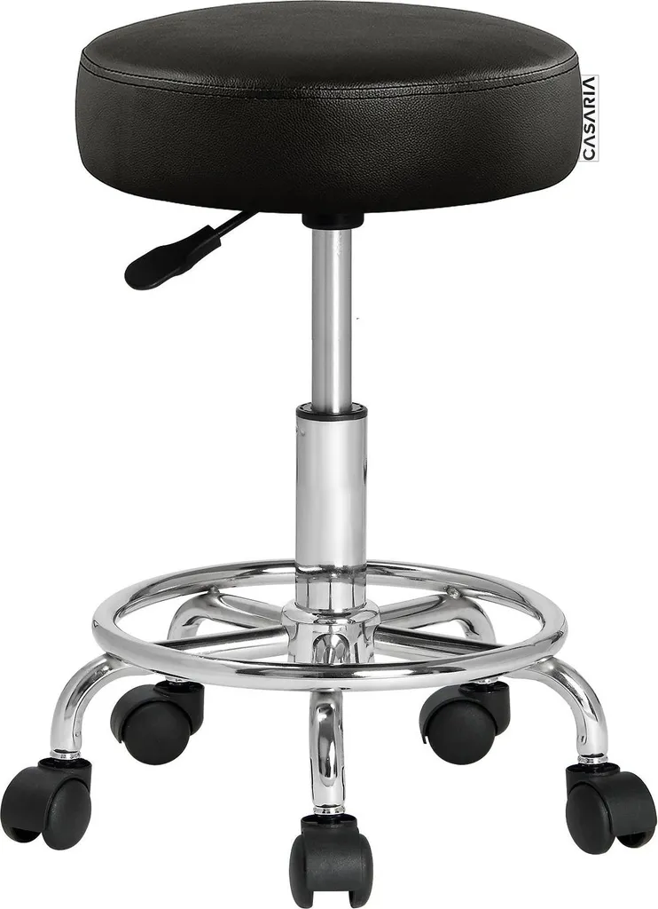 Tabouret pivotant réglable noir : confort en simili cuir et design moderne