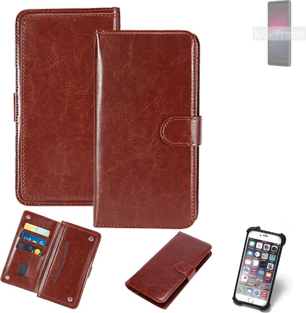 K-S-Trade 360° Hülle kompatibel mit Sony Xperia 10 IV braun Kunstleder Case BookCase WalletCase Kunstlederederhülle Handyhülle, Rundumschutz