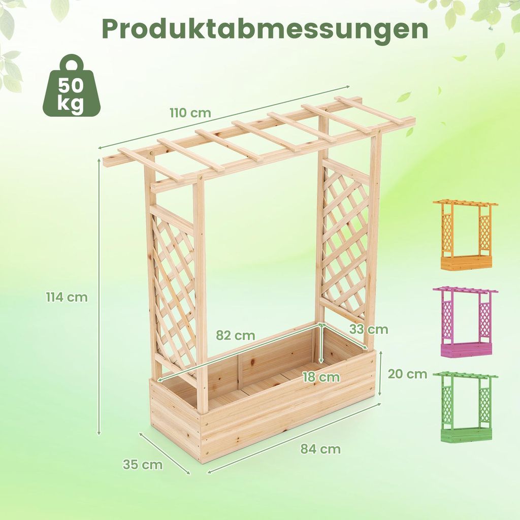 COSTWAY Blumenkasten, Pflanzkasten mit Rankgitter,
