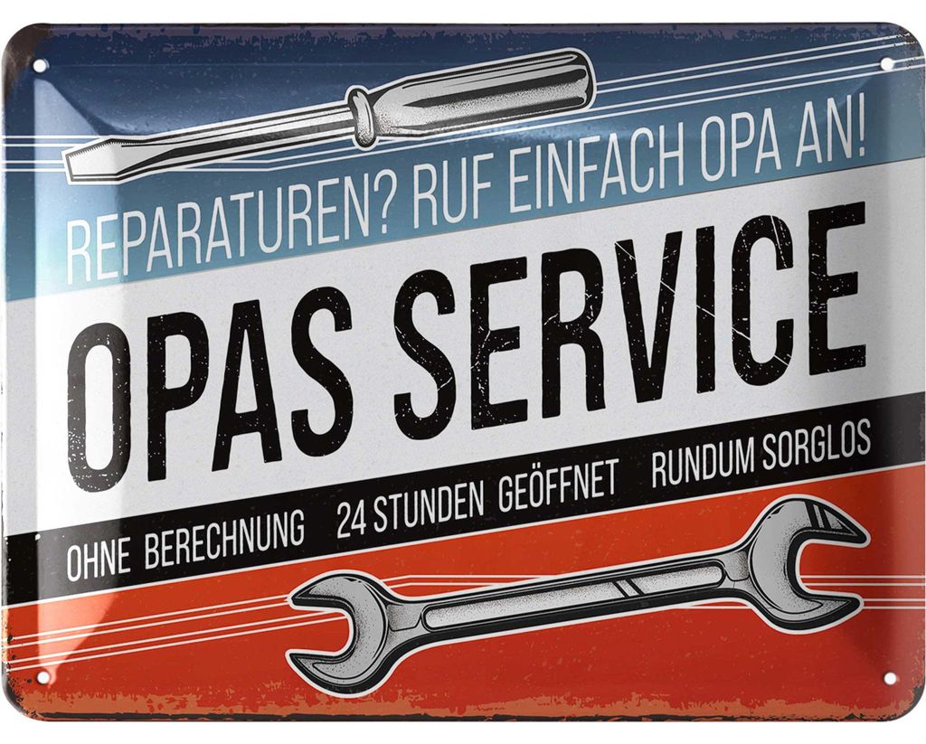 LANOLU retro Blechschild OPAS SERVICE, Schild Werkstatt Produktbild 