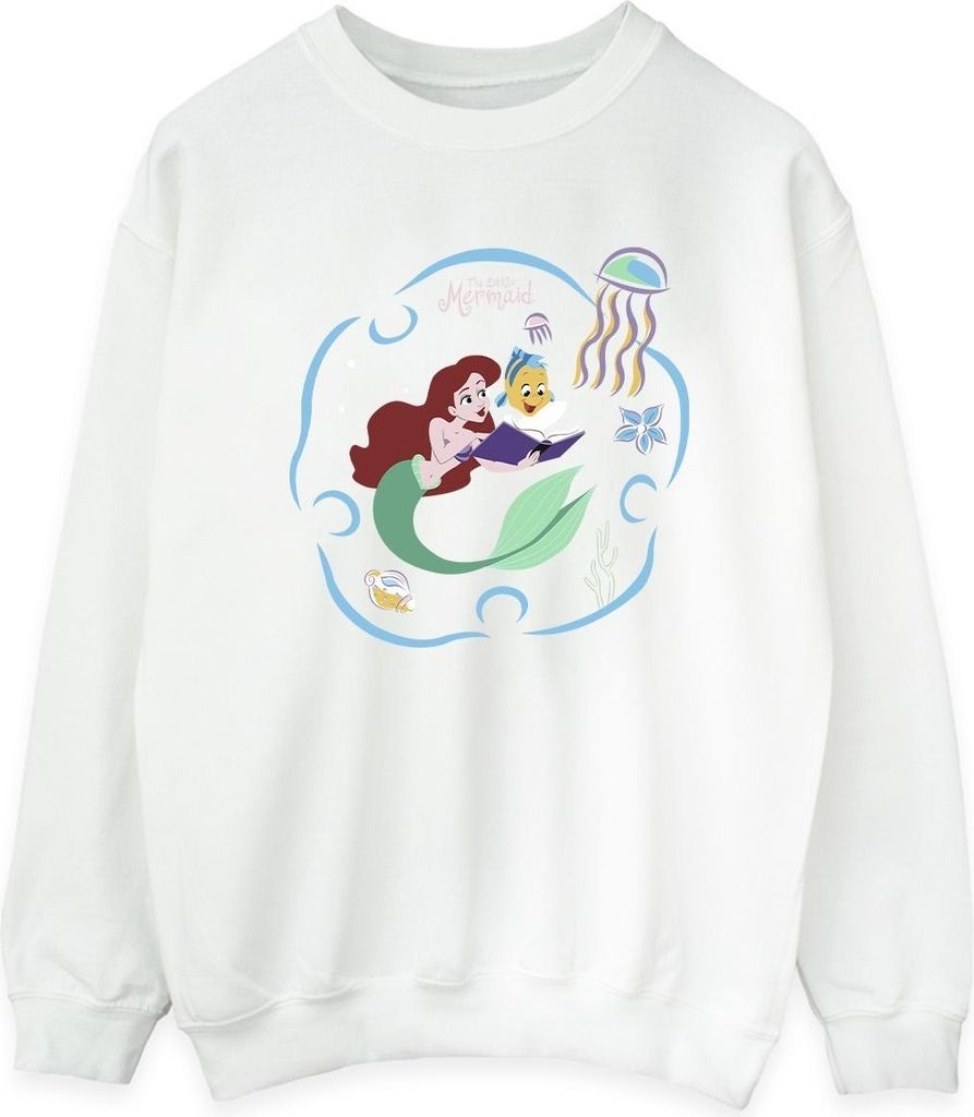 Disney - "The Little Mermaid Reading A Book" Sweatshirt für Damen BI23364 (L) (Weiß)