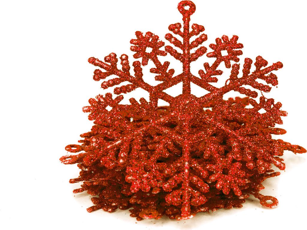 Anhänger Glitzer Schneeflocken Kunststoff 10cm, 10 Stück, Produktbild 