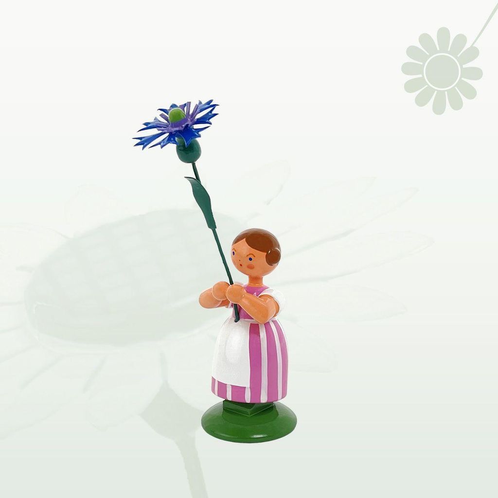 Miniaturfigur Blumenmädchen mit Kornblume Höhe 12cm NEU