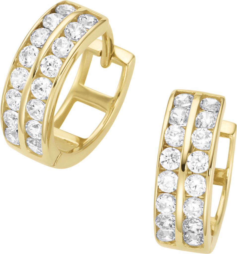Creolen Luigi Merano mit Zirkonia in Kanalfassung, Gold 375 Gold Onesize