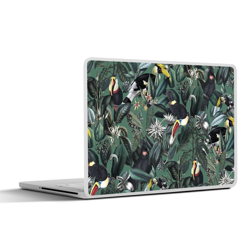MuchoWow Laptop Aufkleber Sticker Cover Blumen - Vogel - Collage 30x21 cm - Sticker für Laptop - Selbstklebend