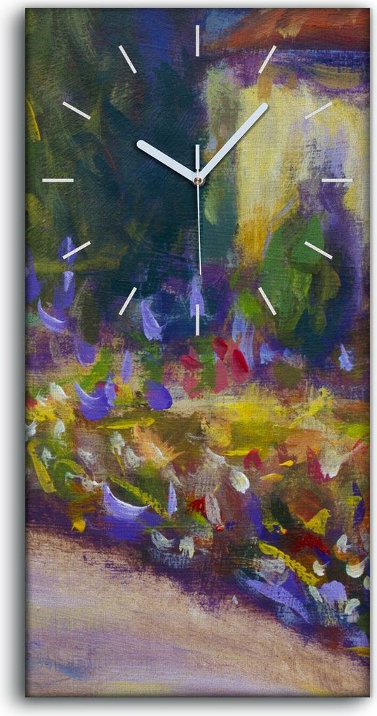 Wandbild Leinwand Bilder mit Uhr 30x60 Ölgemälde Familien Bäume Blumen - weiße Hände