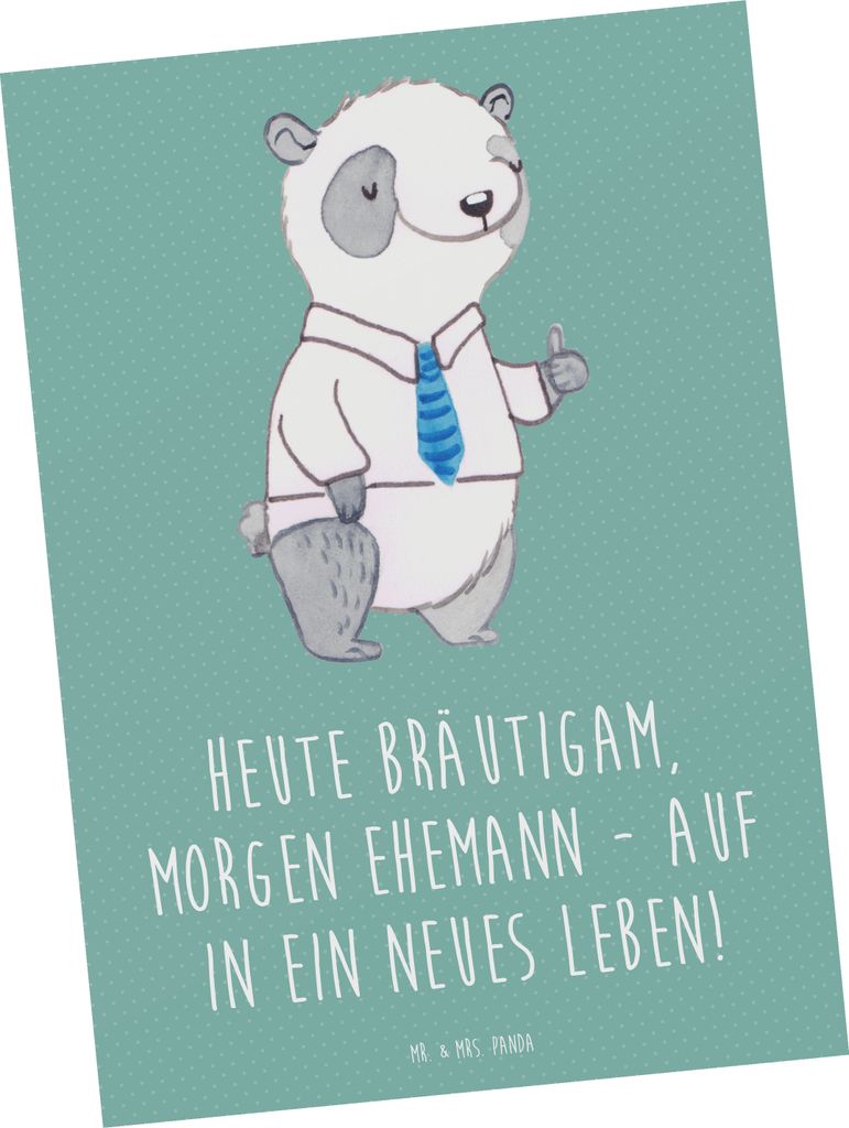 Mr. & Mrs. Panda Grußkarte Bräutigam Heute - Meeresbrise - Geschenk, Postkarten, Abenteuer, liebevoll handgefertigt, Ansichtskarten, Ansichtskart...