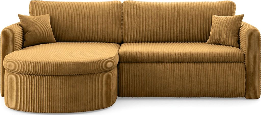 Ecksofa in L-Form mit Schlaffunktion & Stauraum – Universell Montiebar Rechts/Links 4-Sitzer Schlafsofa inkl. 2 Dekokissen und Rückenkissen 250 ...