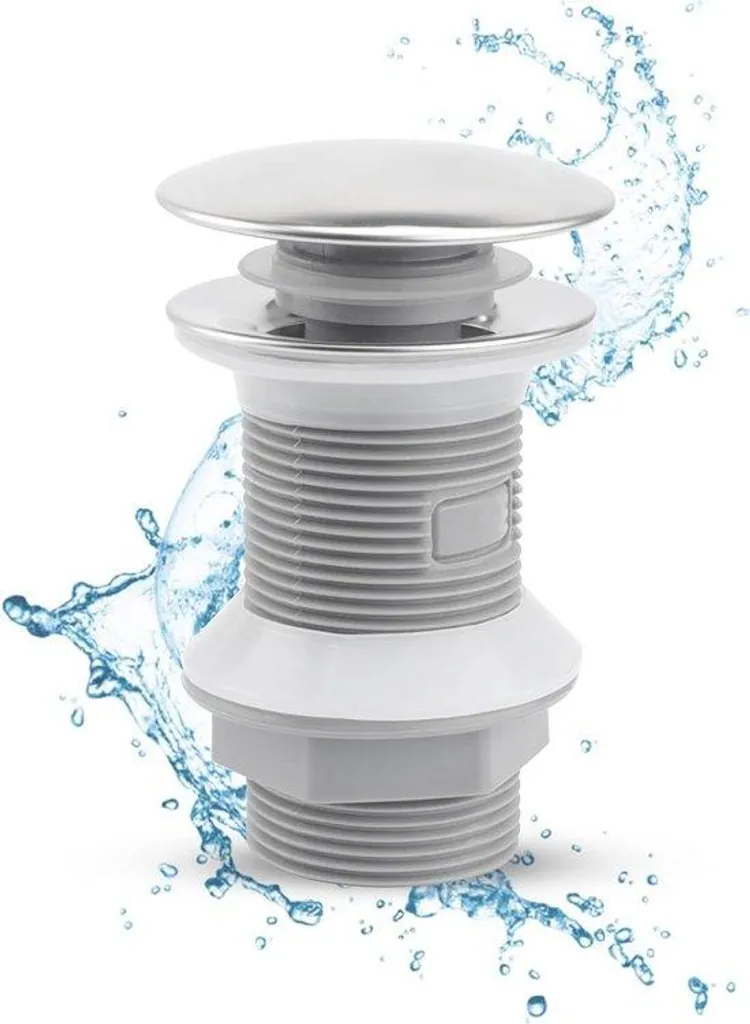 Bouchon à ressort gris pour vasque sans trop-plein - Évacuation design