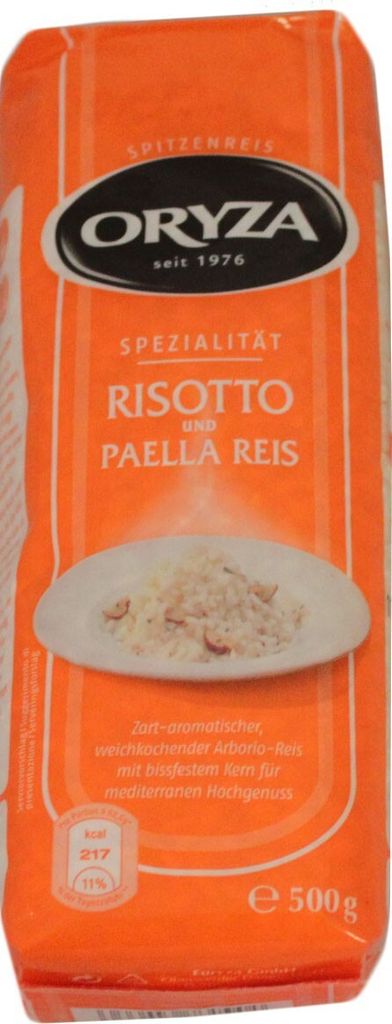 A bag of Oryza Risotto and Paella Rice.