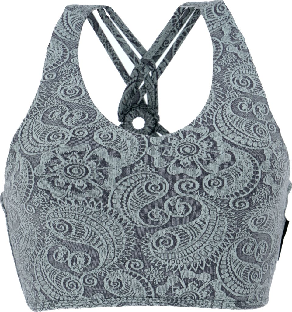 Bauchfeies Top, Bra Top, Yoga Top aus Baumwolle - Aqua, Damen, Blau, Baumwolle(Bio),Elasthan, Größe: XL
