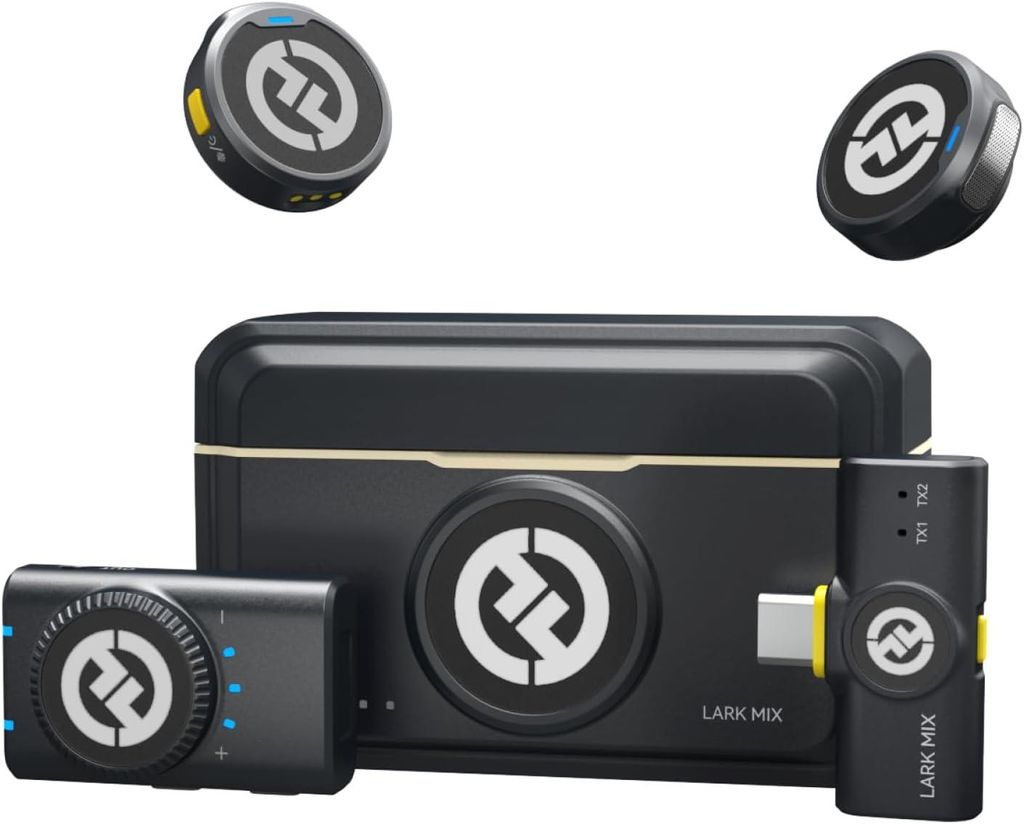 Hollyland Lark M2 Mini Combo (glänzende Charcoal mit Kamera Rx USB-C Rx) Kabelloses Mikrofon