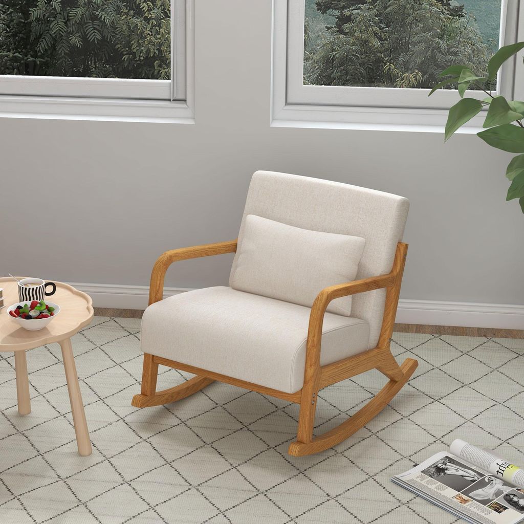 Fotel bujany HOMCOM, fotel bujany, tapicerowany fotel Zdjęcie produktu 
