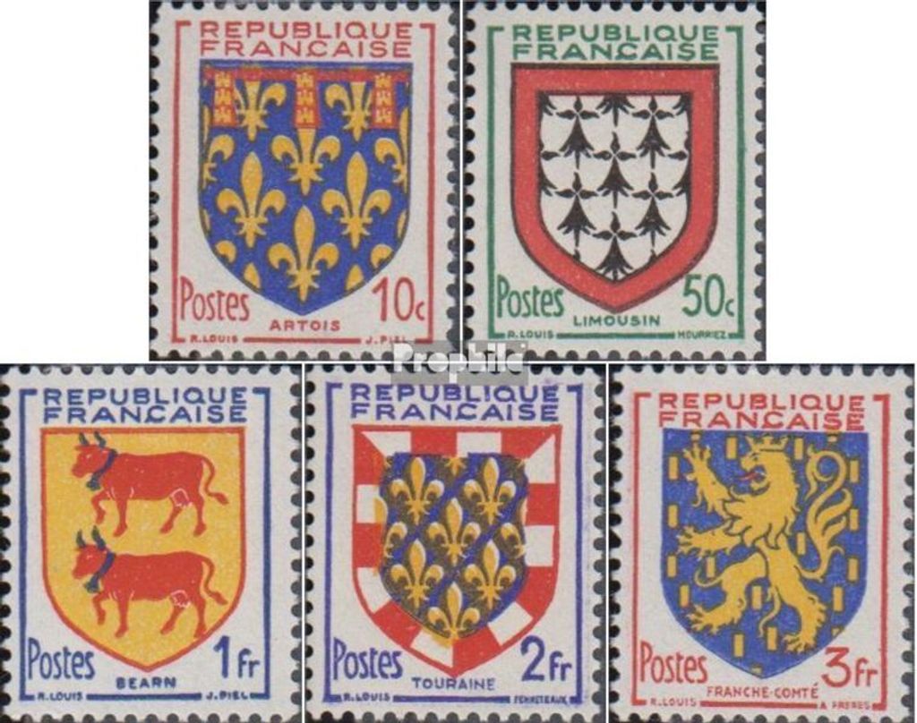 Briefmarken Frankreich 1951 Mi 917-921 (kompl.Ausg.) postfrisch Wappen
