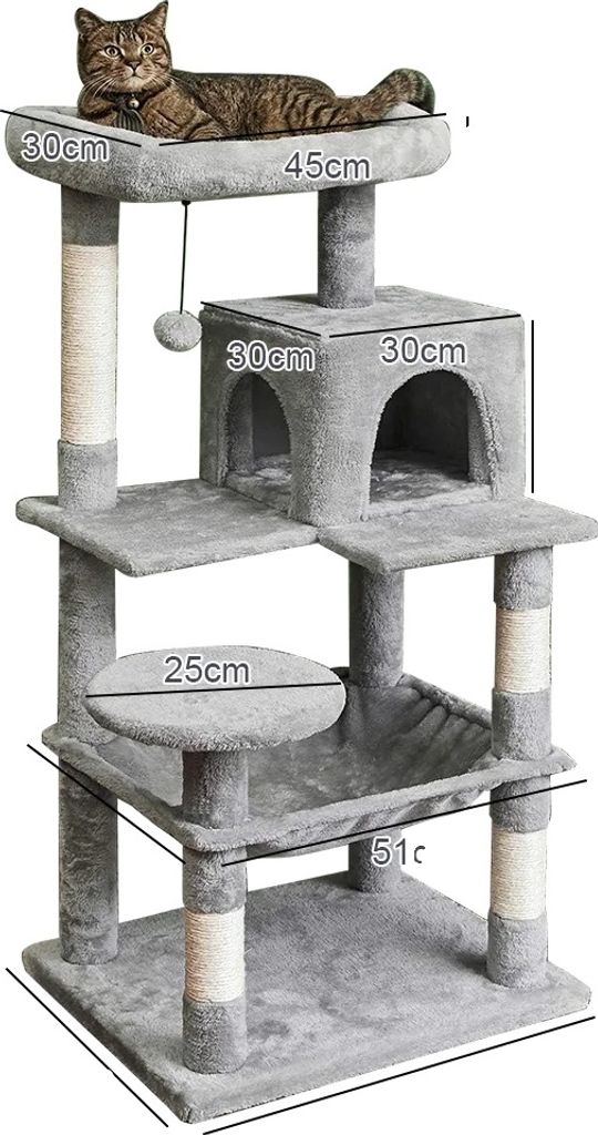 Katzenbaum, Katzen-Turm-Wohnung, vier Etagen, plüschiger Platz, 1