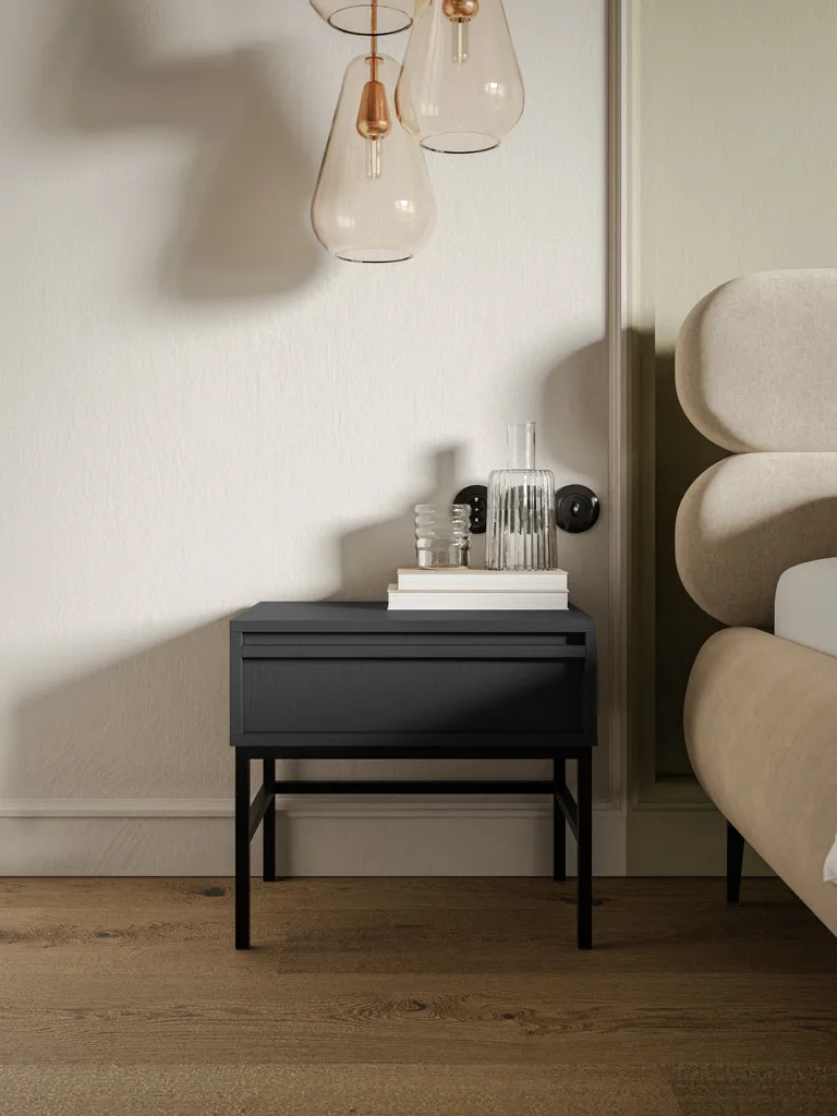 Table de nuit 50 cm Selsey Evo noire pour chambre moderne et loft