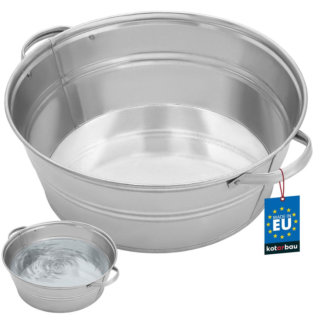 KOTARBAU® Miska Ocynkowana 13 L Misa Stalowa z Uchwytami Zdjęcie produktu 