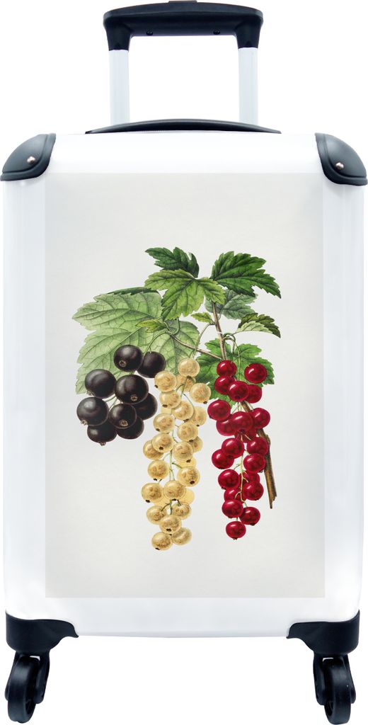 MuchoWow MuchoWow Koffer Handgepäck Trolley Rollkoffer Kleine Reisekoffer mit 4 Rollen - Beeren - Obst - Gesund - Cabin Size < 55x40x23 cm & 5...