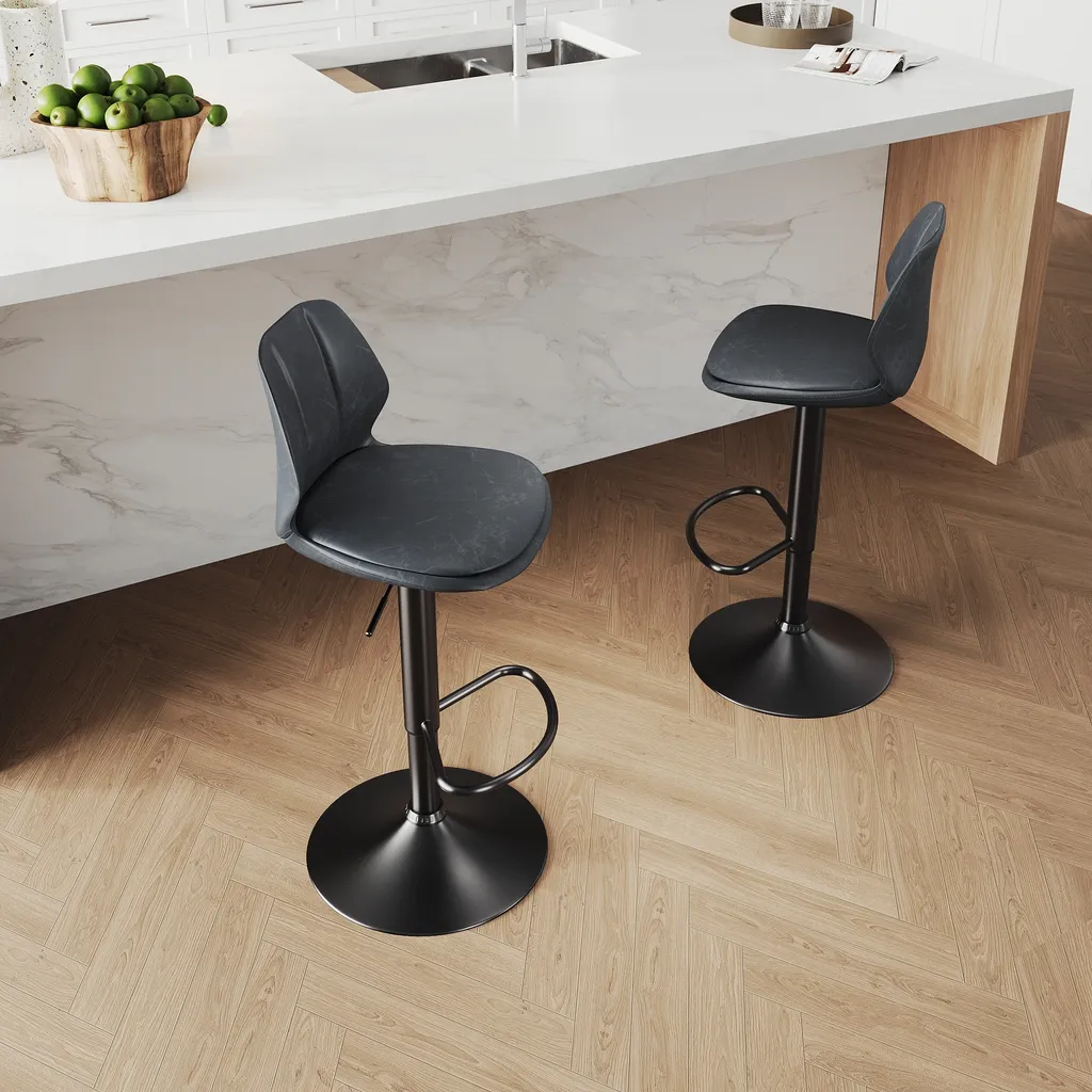 Upgrade Cucina: Set 2 Sgabelli SONNI Grigio Nero Girevoli 180°