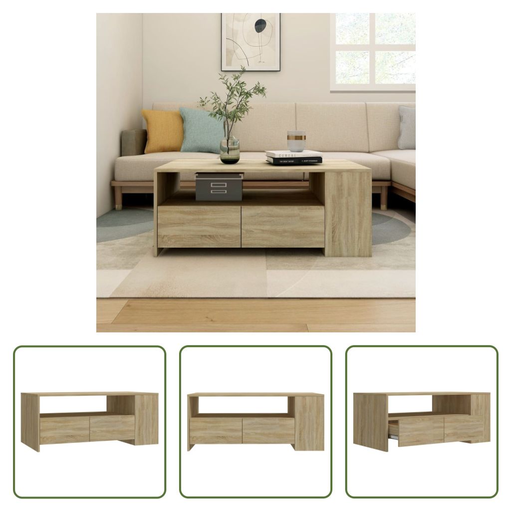 The Living Store Couchtisch Sonoma-Eiche 102x55x42 cm Produktbild 