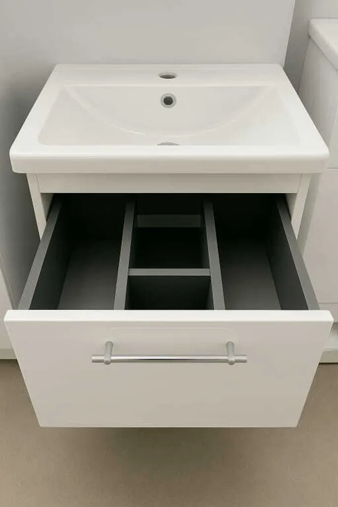 Aménager sa salle de bain : meuble vasque complet 50x80cm blanc brillant