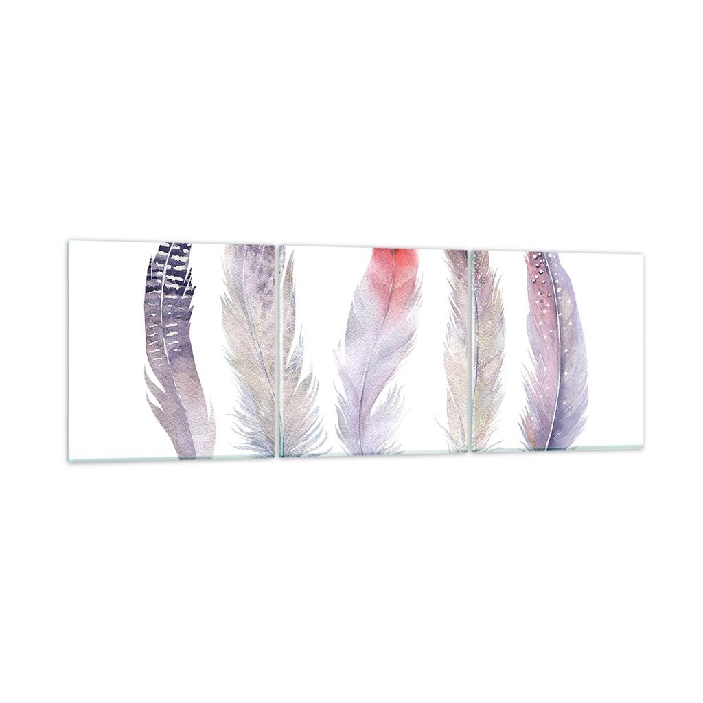 Bilder auf glas - Feder Tier Vogel Komposition - 150x50cm - Glasbilder - Wandbilder - Kunstdruck - zum Aufhängen bereit - Wanddekoration aus Glas ...