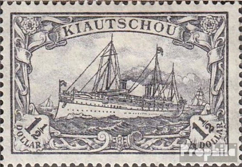 Briefmarken Kiautschou (China) 1918 Mi 36II A mit Falz Schiff Kaiseryacht Hohenzollern
