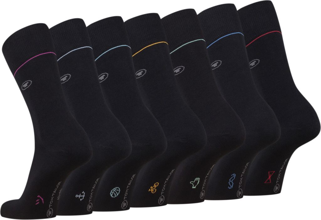 TOM TAILOR Socken Herren 7er Box Baumwolle schlicht mit Sortierhilfe