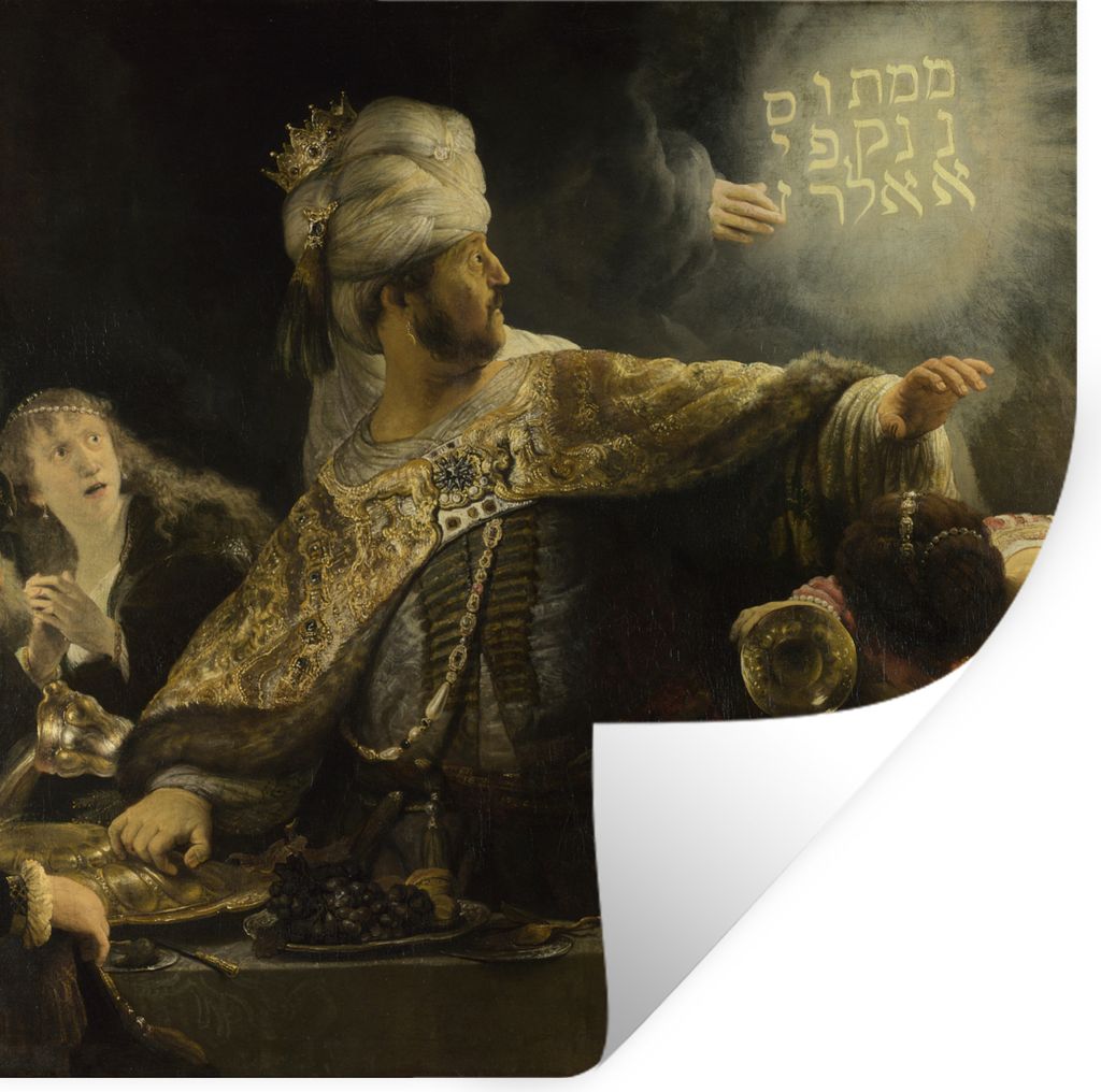 MuchoWow Wandtattoo Wandsticker Wandaufkleber Das Festmahl des Belsazar - Rembrandt van Rijn 50x50 cm Selbstklebend und Repositionierbar - Selbst...