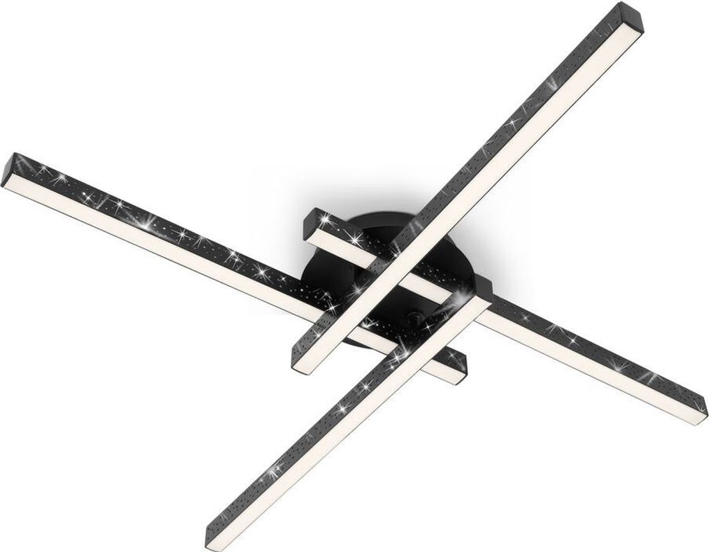 A modern LED ceiling light with multiple arms.