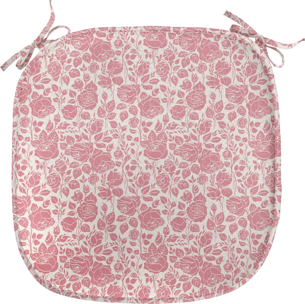 ABAKUHAUS Koralle Polster für Esszimmerstühle, Vintage Rosen Feminine, Dekoratives wasserfestes Kissen mit Riemen für Küchensitze, 40 cm x 40 c...