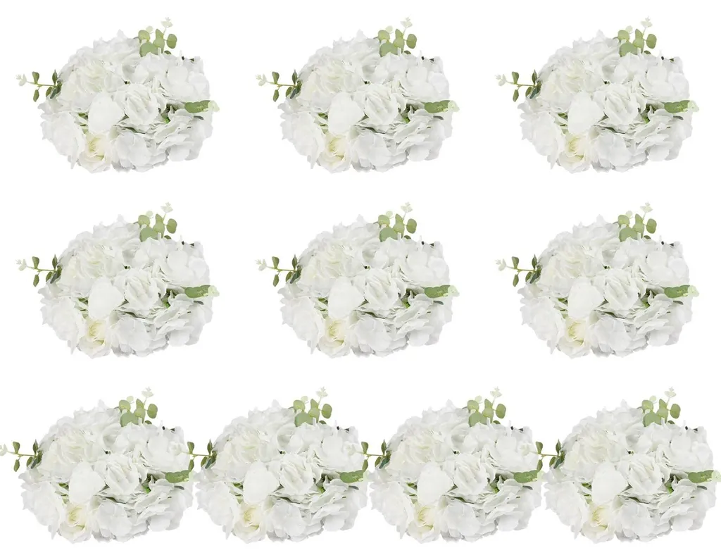 Centre de table floral artificiel blanc de 20cm - Pack de 10 pièces